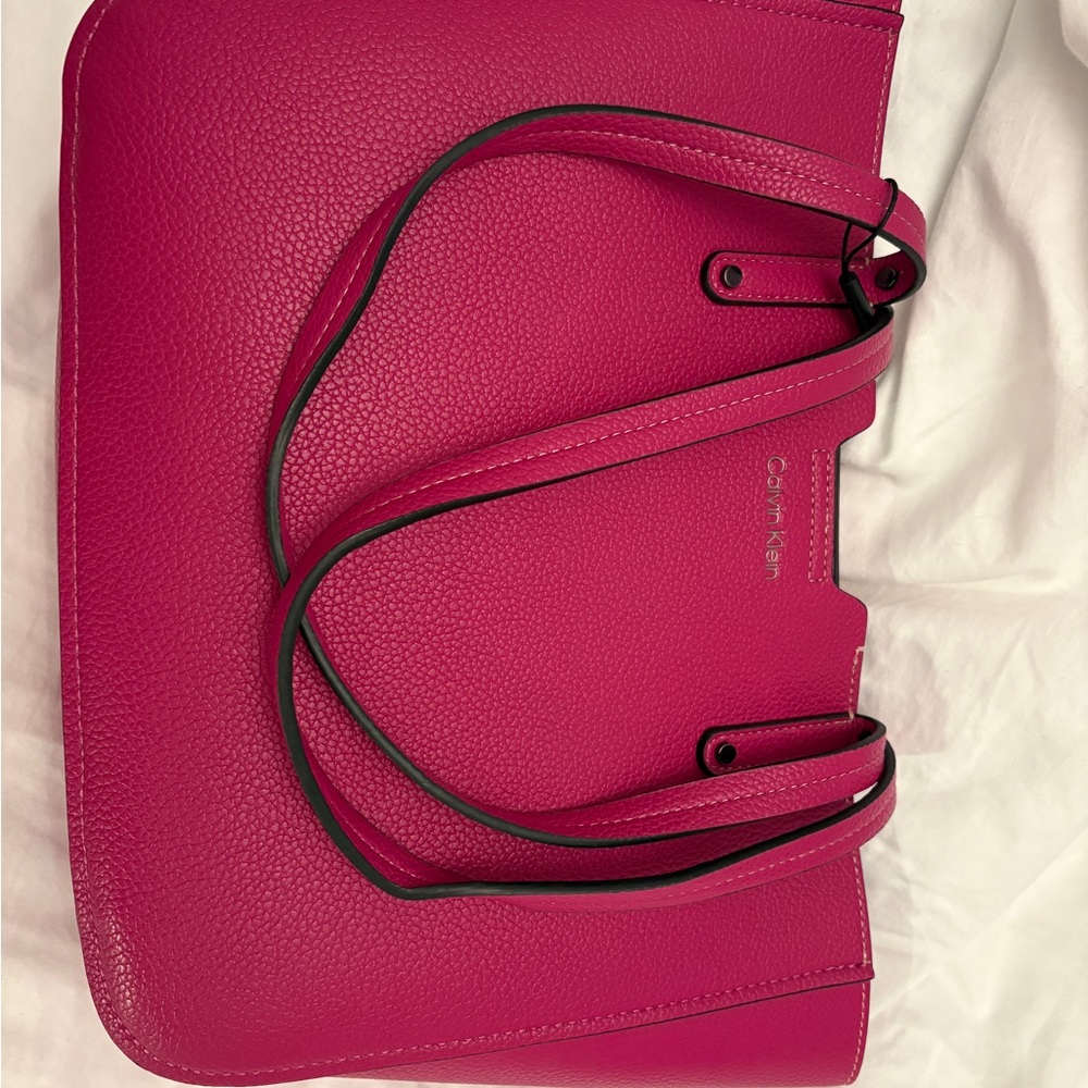 Calvin Klein Fuchsia Pebbled Leather Tote